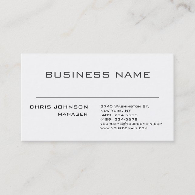 Scannable QR Code on Back Modern Plain Simple Business Card (Front)