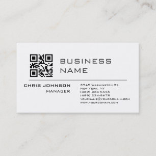 Scannable QR Code on Front Modern Plain Simple Business Card
