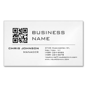 Scannable QR Code on Front Modern Plain Simple Magnetic Business Card