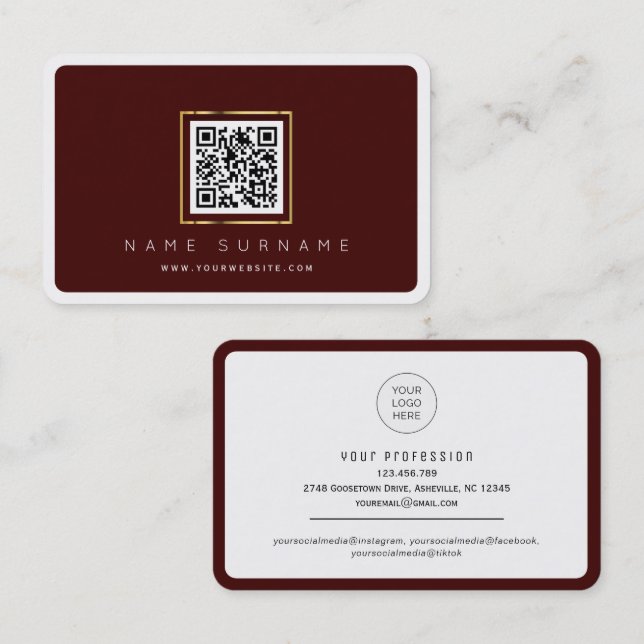 Scannable QR code professional or personal network Business Card (Front/Back)