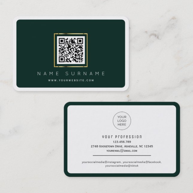 Scannable QR code professional or personal network Business Card (Front/Back)