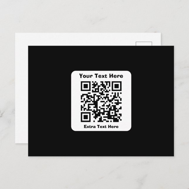Scannable QR Code Template w/Editable Text (Front/Back)