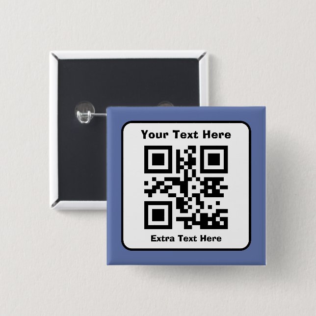 Scannable QR Code Template w/Editable Text 15 Cm Square Badge (Front & Back)