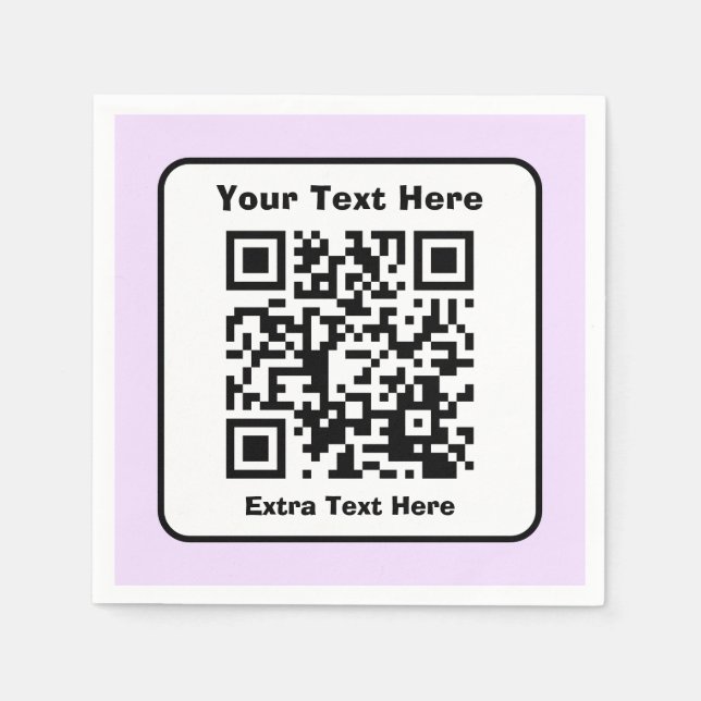 Scannable QR Code Template w/Editable Text Napkin (Front)