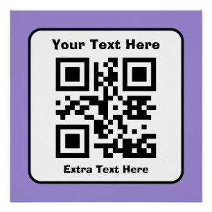 Scannable QR Code Template w/Editable Text Poster