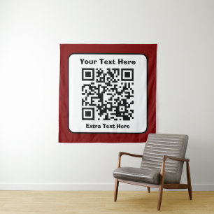 Scannable QR Code Template w/Editable Text Tapestry