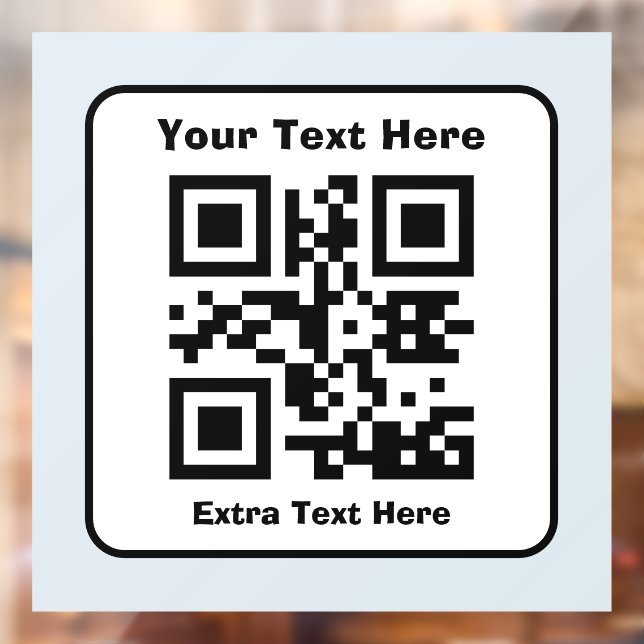 Scannable QR Code Template w/Editable Text Window Cling (Sheet 2)
