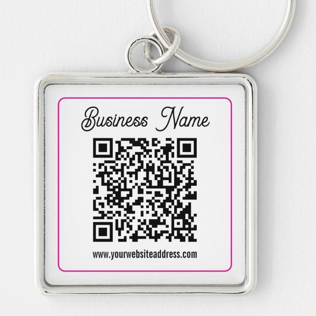 Scannable QR code with Cursive Script Handwriting Key Ring (Front)