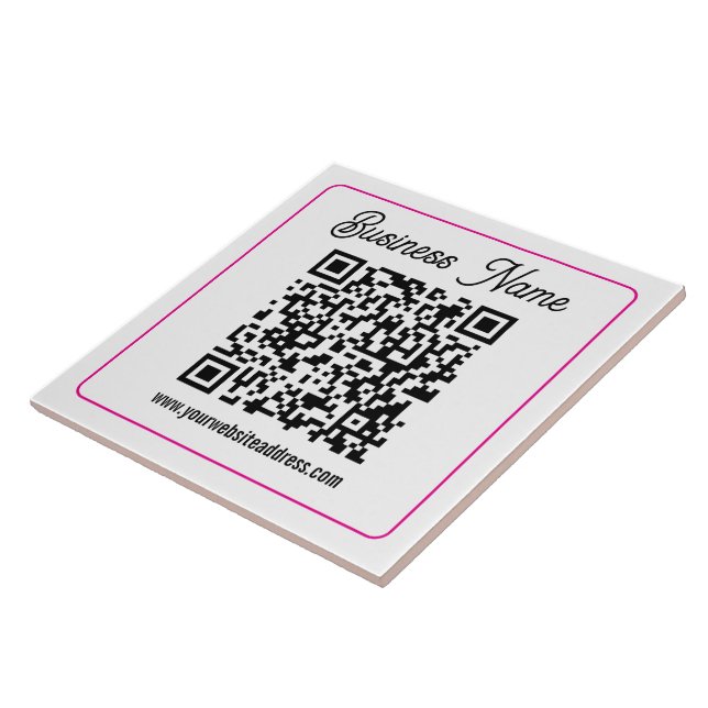 Scannable QR code with Cursive Script Handwriting Tile (Side)