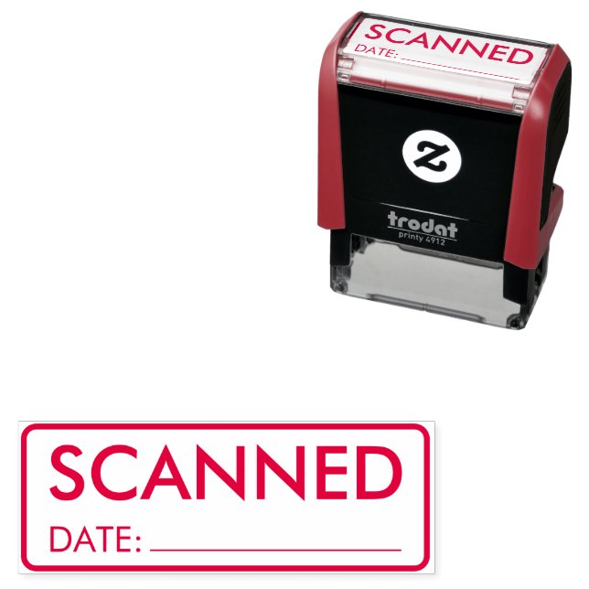 Scanned Date Text Business Office Self-inking Stamp (In Situ)