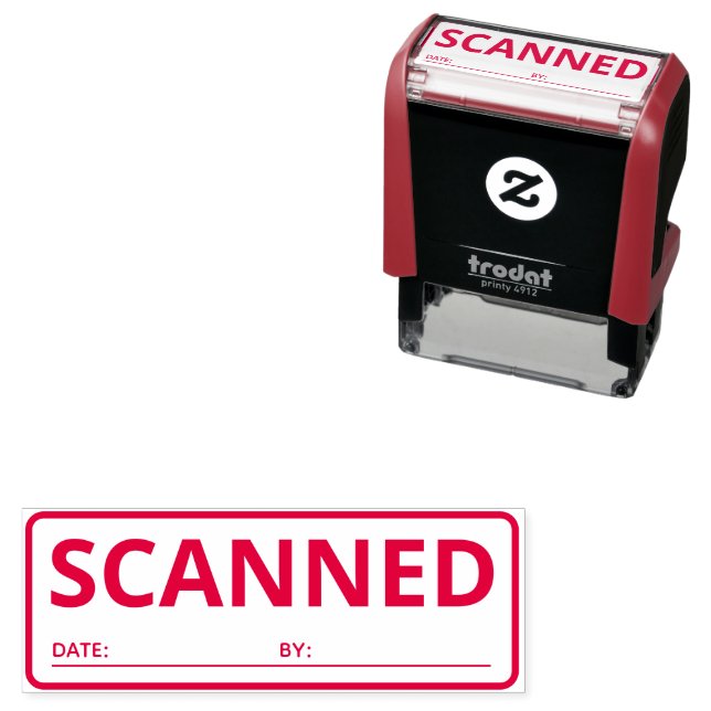 Scanned Date Text Business Office Self-inking Stamp (In Situ)