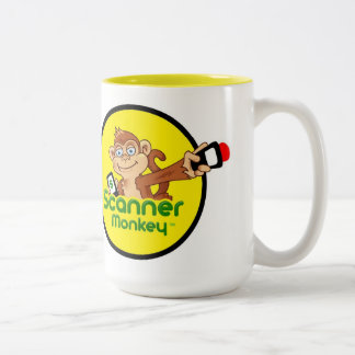 Scanner Monkey Coffee Mug 15 oz - White & Yellow