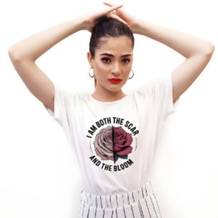 Scar & Bloom Minimalist Half-Rose Half-Scar T-Shirt