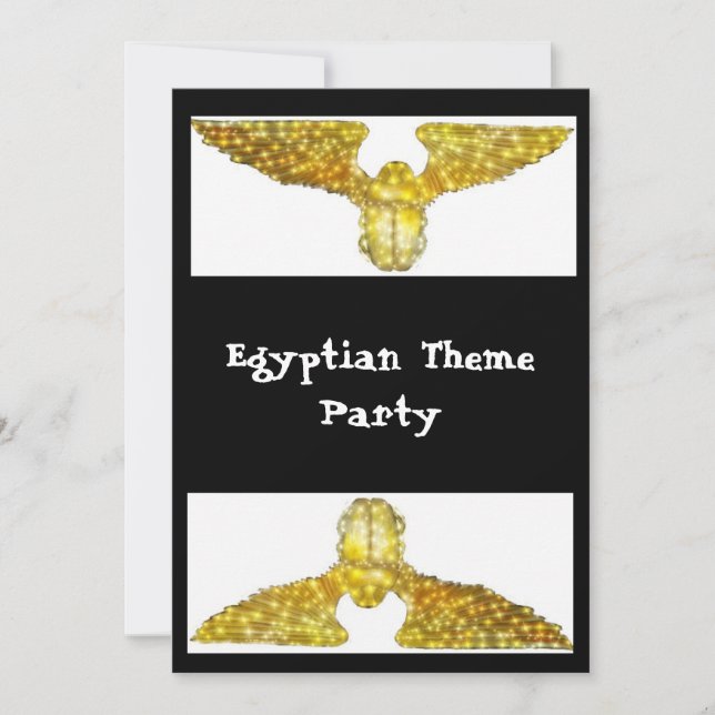Scarab Beatle gold Egyptian theme party Invitation (Front)