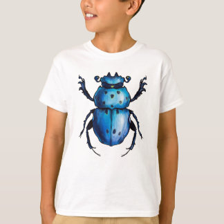 Scarab Beetle Art Blue Insect Entomology T-Shirt
