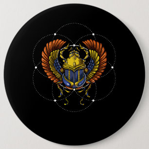 Scarab Beetle Egyptian Symbol Sacred Geometry 6 Cm Round Badge