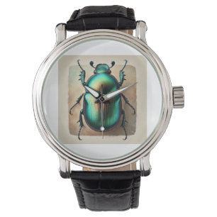 Scarab Beetle in Watercolor 040924IREF239 - Waterc Watch
