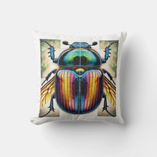 Scarab Beetle in Watercolor and Ink 040724IREF110  Cushion