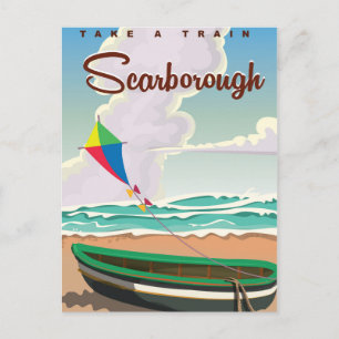 Scarborough beach travel poster postcard