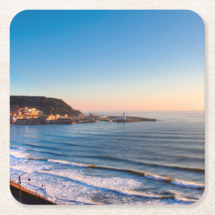 Scarborough Coastline Square Paper Coaster