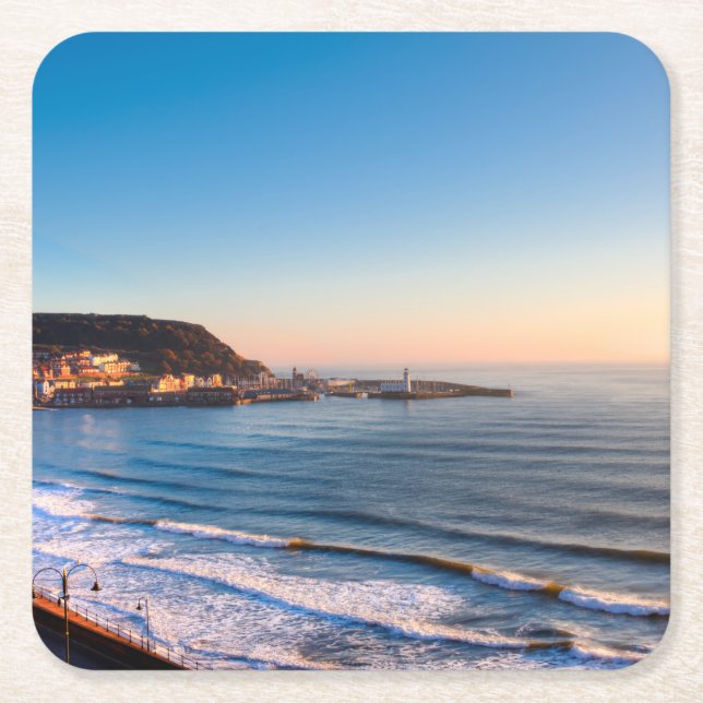 Scarborough Coastline Square Paper Coaster (Front)