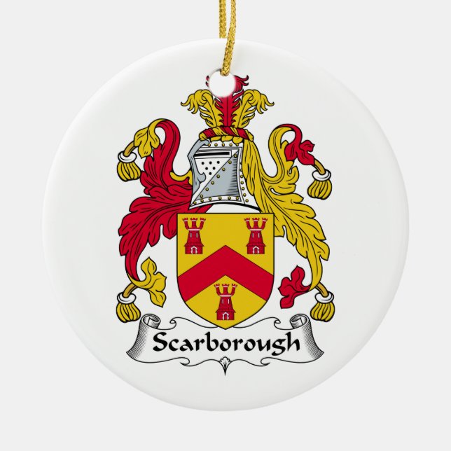 Scarborough Family Crest Ceramic Tree Decoration (Front)