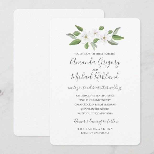 Scarborough Sage Monogram Wedding Suite Invitation (Front/Back)