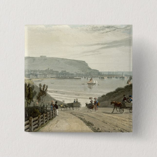 Scarborough, Yorkshire, from Volume VI of 'A Voyag 15 Cm Square Badge (Front)