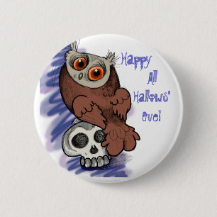 Scardy Owl~buttons 6 Cm Round Badge