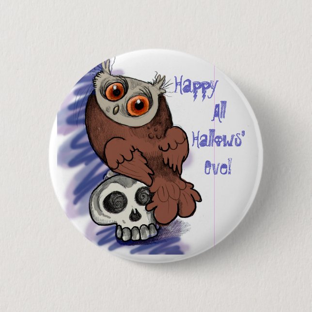 Scardy Owl~buttons 6 Cm Round Badge (Front)
