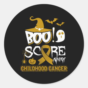Scare away Childhood Cancer Fun Cancer Awareness C Classic Round Sticker