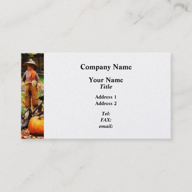 Scarecrow and Pumpkin - Platinum Finish Business Card (Front)