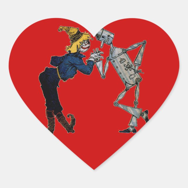Scarecrow and Tin Man Heart Sticker (Front)
