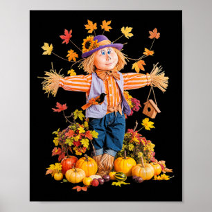 Scarecrow Autumn Fall Pumpkin Harvest Farm Scarecr Poster