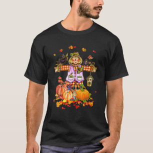 Scarecrow Autumn Hello Fall Pumpkin Thanksgiving H T-Shirt