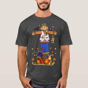 Scarecrow Autumn Hello Fall Pumpkin Thanksgiving H T-Shirt