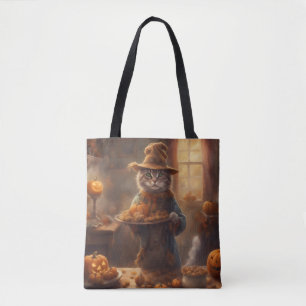 Scarecrow Cat serves cookies Trick or Treat Bag