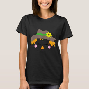 Scarecrow face closed eyes in a hat flower smile T-Shirt