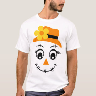 Scarecrow Face Cute Halloween Boys Girls Spooky Fa T-Shirt