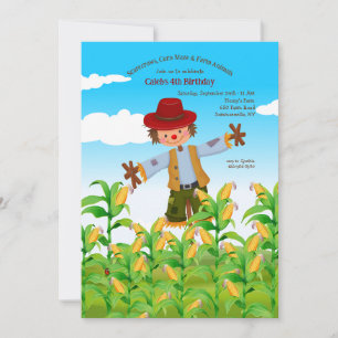 Scarecrow Fall Birthday Invitation