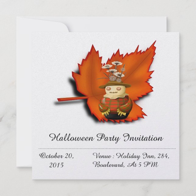 Scarecrow Fall Maple Foliage Party Invitation (Front)