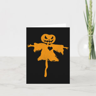 Scarecrow Girl Scary Cute Pumpkin Head Black Heart Card