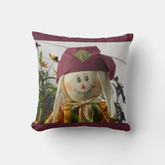 Scarecrow Girl Throw Pillow