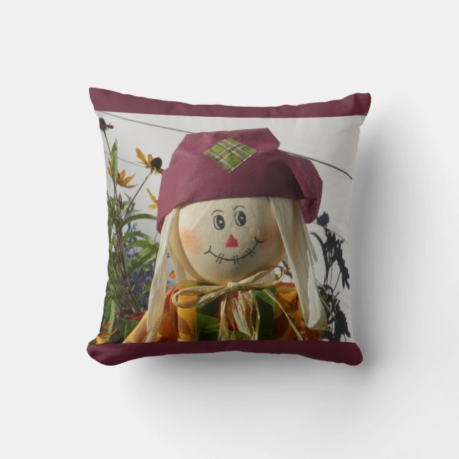 Scarecrow Girl Throw Pillow (Front)