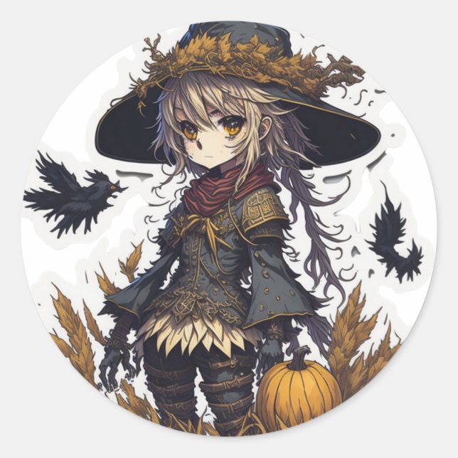 Scarecrow Halloween  Classic Round Sticker (Front)