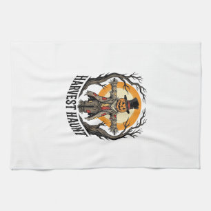 Scarecrow Halloween Shirt Vintage Engraving Harves Tea Towel
