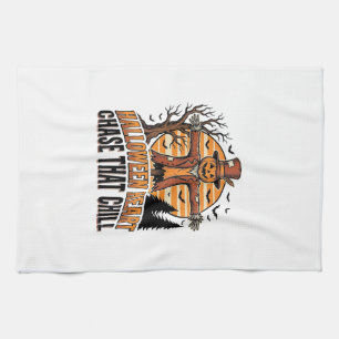 Scarecrow Halloween Shirt Vintage Engraving Harves Tea Towel