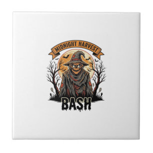 Scarecrow Halloween Shirt Vintage Engraving Party Tile