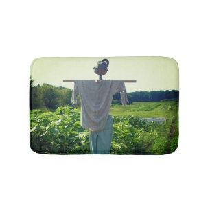 Scarecrow In Garden Field  Bath Mat