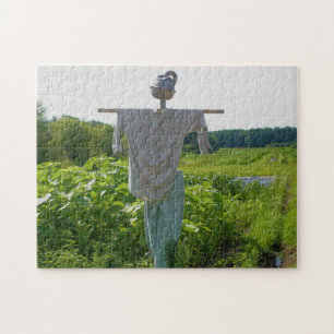 Scarecrow In Garden Field Nature  Jigsaw Puzzle
